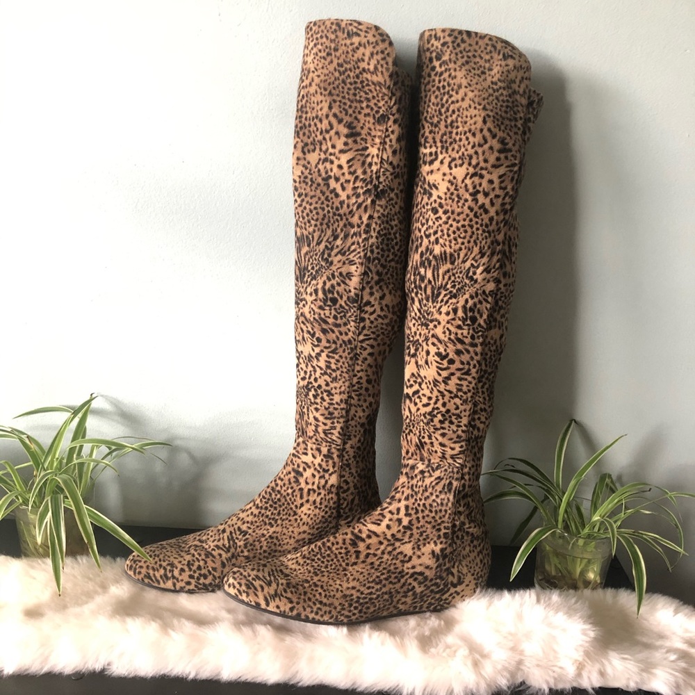 Stuart Weitzman Leopard Over Knee Boots 12 N 11